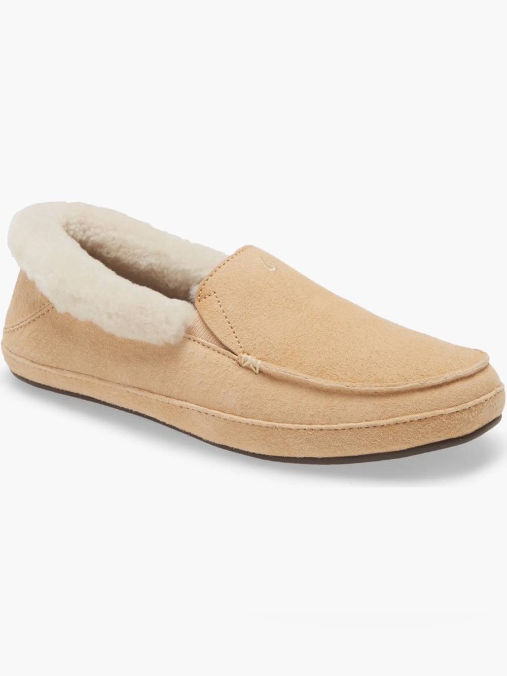 OluKai Ku'una Genuine Shearling Women’s Slipper | Golden Sand Leather | Size 9